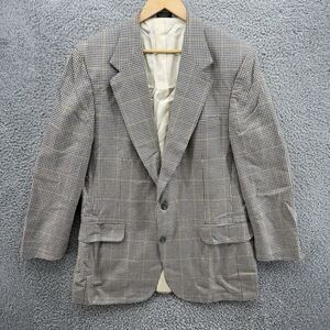 Robert Stock Mens Sports Coat Blazer Check Plaid 42L Wool Vented‎ Two Button VTG